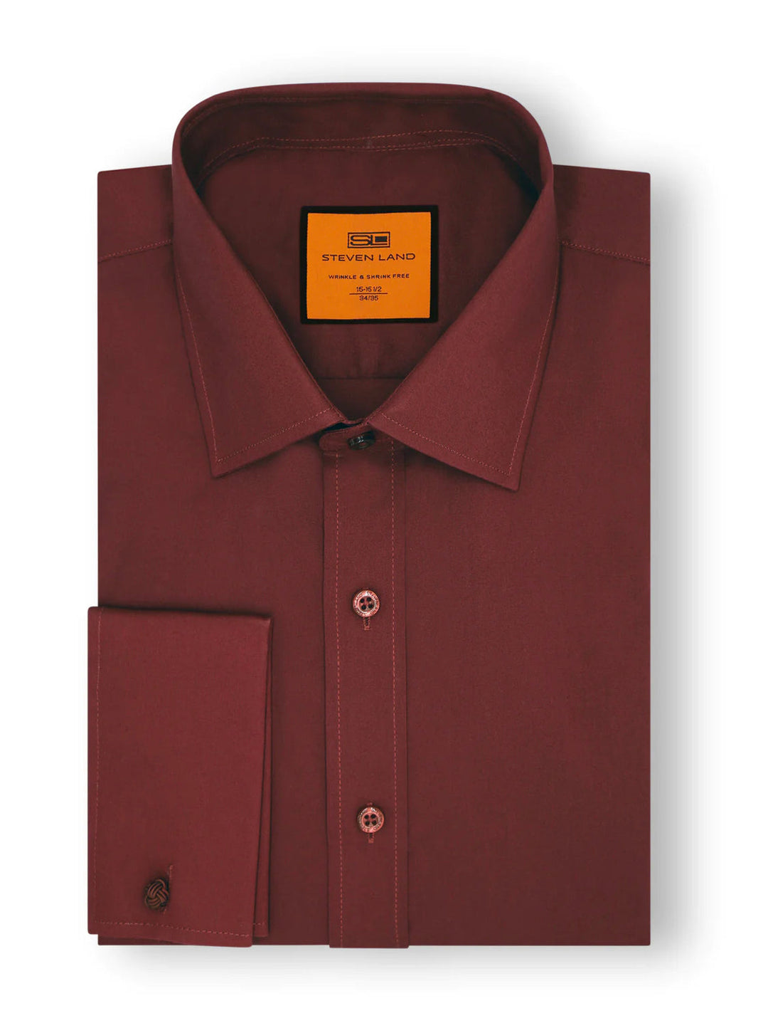 steven land dress shirts Brown Steven Land Men's French Cuff Dress Shirt Regular-Fit 100% Cotton 19 36/37
