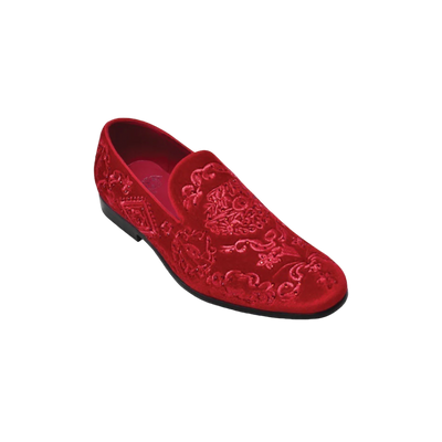 Red luxury shoes men's velvet shoes slip on loafer tuxedo dress shoes