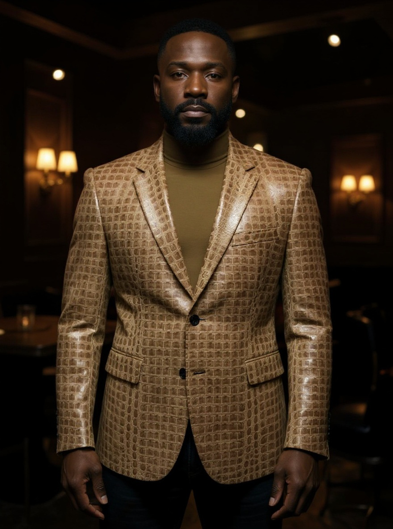 Tan Single Breasted velvet Men&