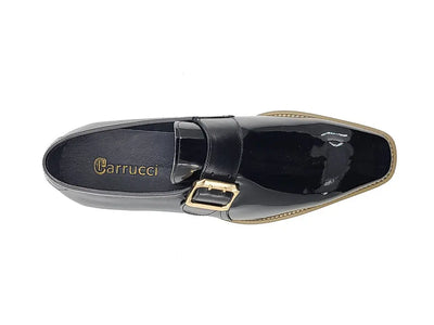Carrucci Black Patent Leather Slip-On monkstrap genuine Goldtone Buckle