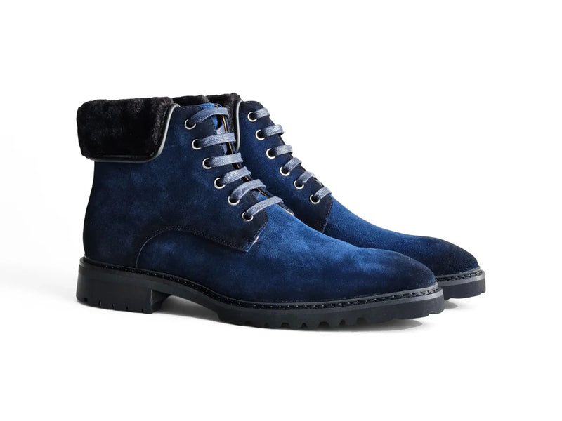 Carrucci Blue Suede Lace-Up Men&