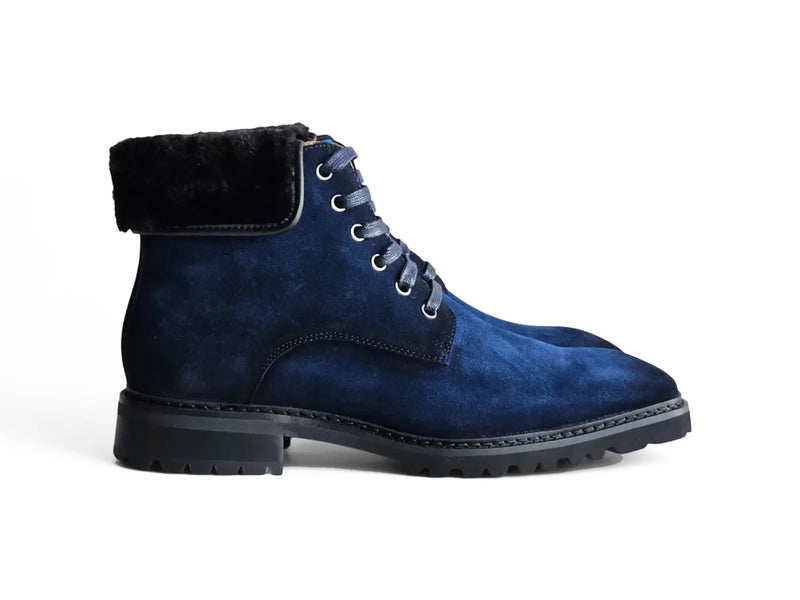 Carrucci Blue Suede Lace-Up Men&