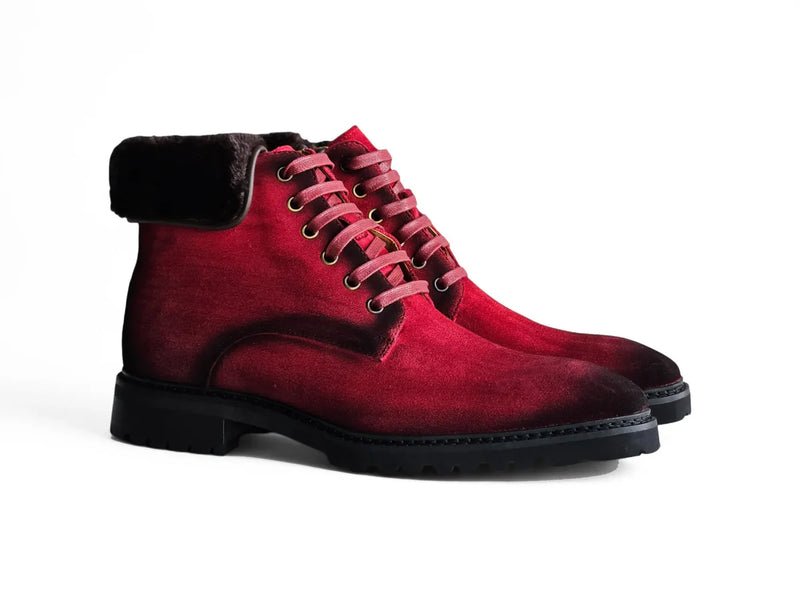 Carrucci Red Suede Lace-Up Men&