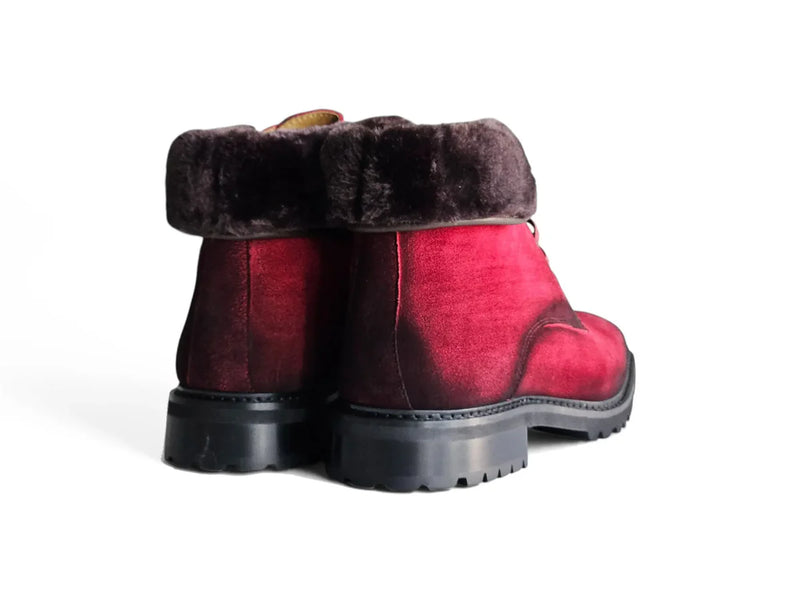 Carrucci Red Suede Lace-Up Men&