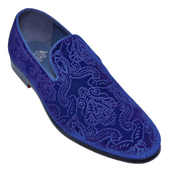 cornflower blue mens dress shirts Royal blue men's Velvet shoes slip on tuxedo dress shoes fashion Design 9 / Royal blue / Velvet