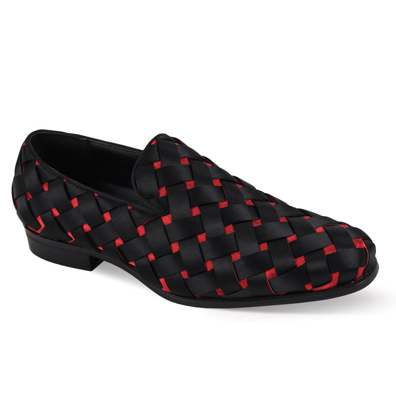 Black and Red Prince Plain Toe Satin Slip-On luxury Men&