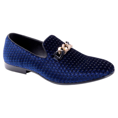 Royal Blue Velvet Men's Shoe Slip-on with a satin ribbon Loafer – DESIGN MENSWEAR