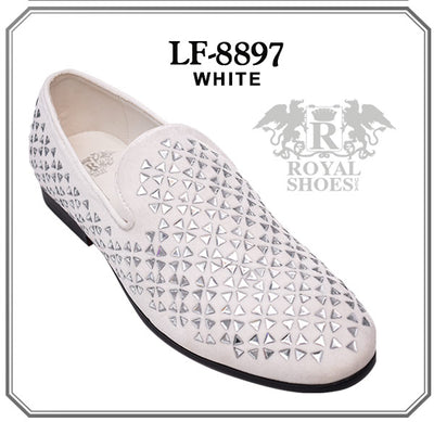 White and Sliver Royal Men’s Fashion Design Slip-on Loafer Shoes