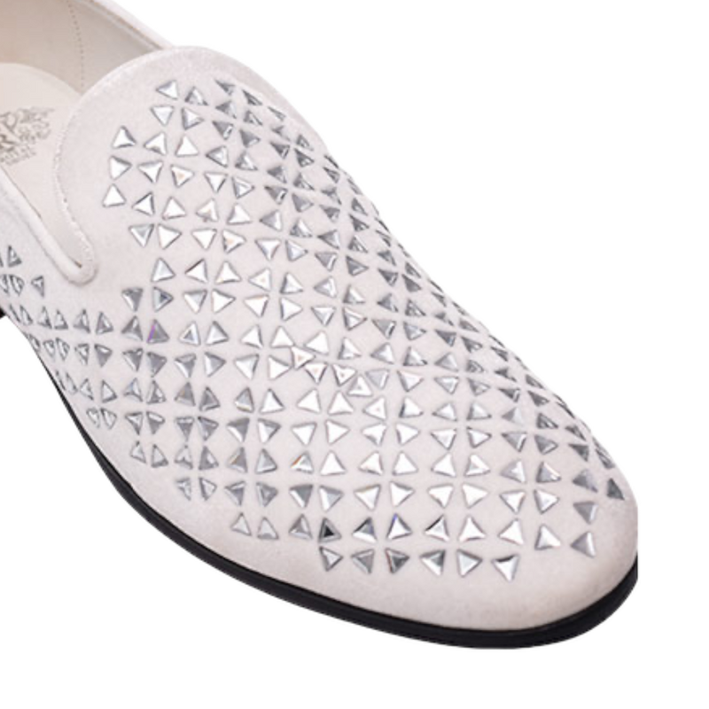 White and Sliver Royal Men’s Fashion Design Slip-on Loafer Shoes