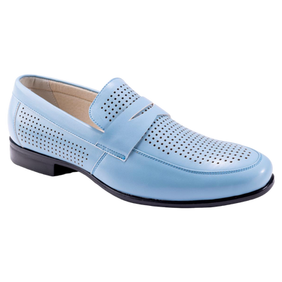 Montique Sky Blue Men's Penny Strap Loafer Slip-On Dress Shoe