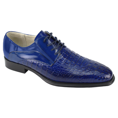 Blue oxford men's lace-up shoes genuine leather