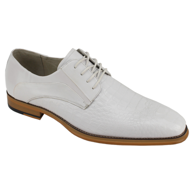 White lace-up men's dress shoes Italian style genuine leather