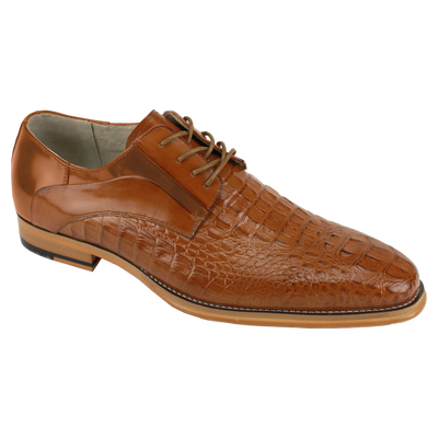 Cognac men's lace-up shoes genuine leather