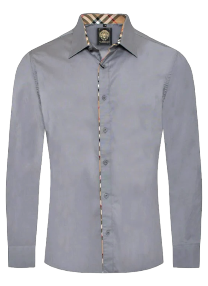 long sleeve mens casual dress shirts Grey Men's Plaid Button Down Shirt Sleeves Regular-Fit Style No-1877 12/12/2025 Wedtrend Women Blue Prom Tamanhos:XS casual striped shirts