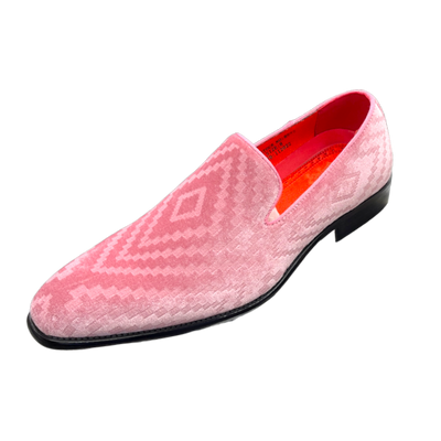 Men's pink slip on shoes luxury velvet loafer