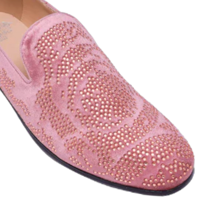 Dusty Rose Glitter Men's Formal Design Dress Shoes Slip-On Loafer