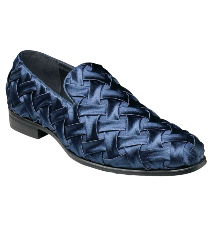 Navy Stacy Adams Savoir Plain Toe Satin Slip-On luxury Men&