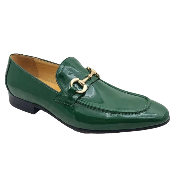 carrucci Green patent leather mens shoes slip-on dress Shoes Gold Buck –  DESIGN MENSWEAR