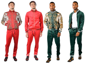 Black Men's Tracksuit 2-Piece Luxury Design Jacket & Pants Matching Set Style No: MTK13