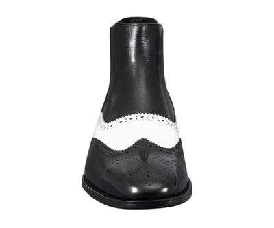 Black and White Leather Men's Slip-On Dress Boots Style No: AG2632