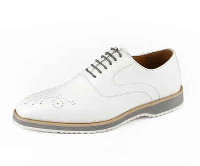 White Men's Fashion Design Foam Sole Lace-Up Leather Shoes Style No-GIDEON