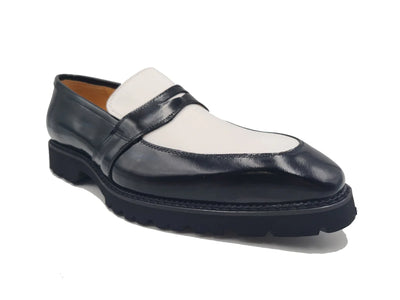 Carrucci Black and White Two-Tone Patent Leather Loafer Shoes Style No: KS480-102PT