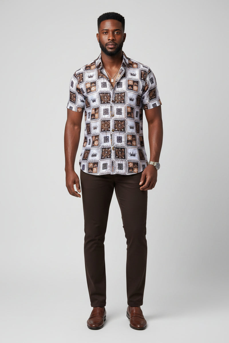 summer short sleeve dress shirts Barry. Wang Mens Blue Paisley Dress Shirt Jacquard Summer Short Sleeve Shirt, L