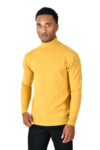 LaVane' Yellow Men's Turtleneck Sweaters Light Blend Regular-Fit