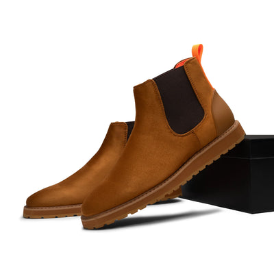 Camel Suede Chelsea Boots Casual Fashion Design Sneaker -The Mustella