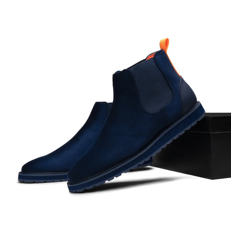 Navy Suede Chelsea Boots Casual Fashion Design Sneaker-The Mustella