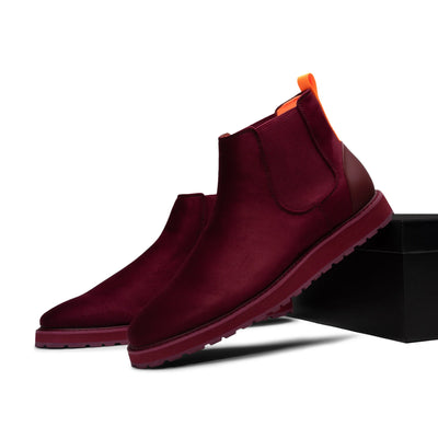 Burgundy Suede Chelsea Boots Casual Fashion Design Sneaker-The Mustella