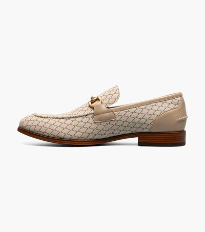 Men's Beige Suede Moc Toe Gold Bit Slip On Stacy Adams Loafer 25711-250