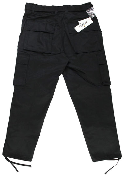 Men's Black Belted Cargo Pants Loose Fit multiple pockets Style No: AP1515