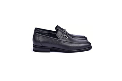 Men's Black Deer Skin Sliver Bit Buckle Loafer C001103-5844 By Corrente