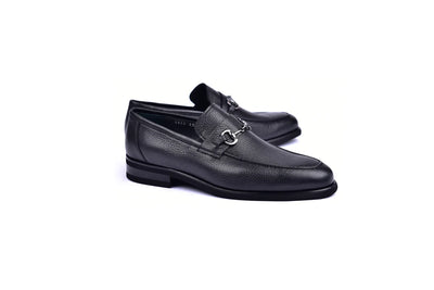 Men's Black Deer Skin Sliver Bit Buckle Loafer C001103-5844 By Corrente