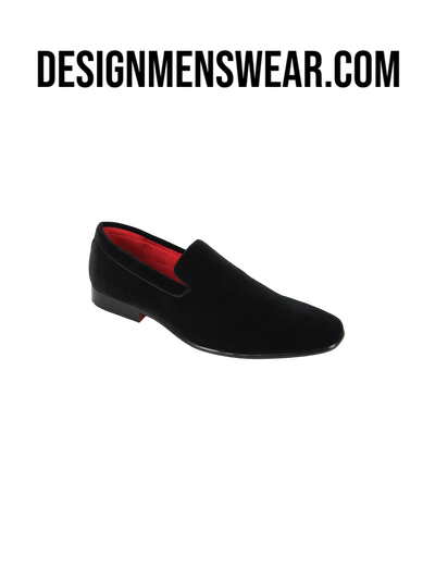 Men's Black Plain Velvet Slip-On Tuxedo shoes Luxury Design Style No: 7011