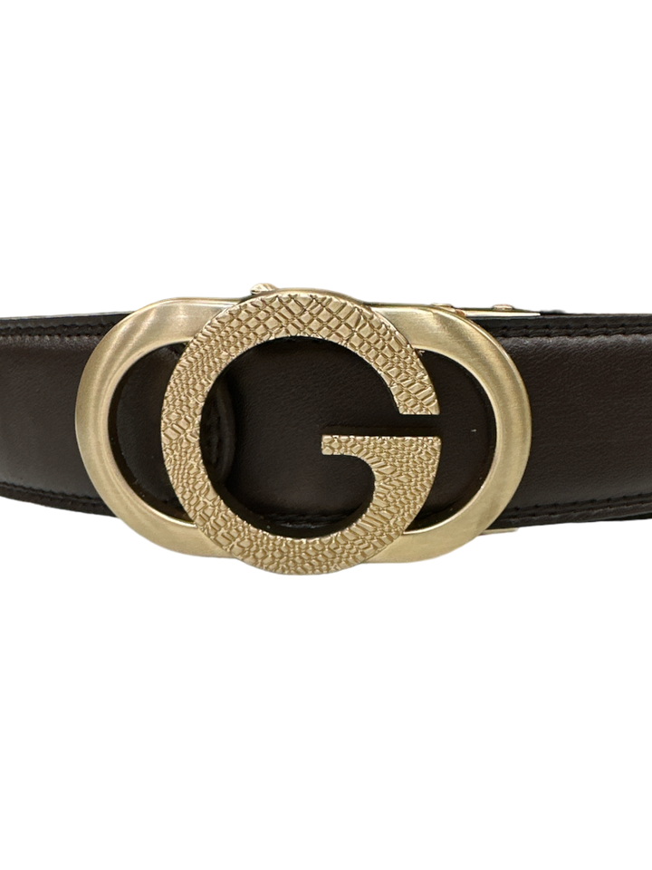 Brown Men's Gold Buckle Belt Genuine Leather Luxury Style 44