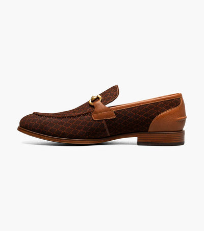 Men's Brown Cognac Suede Moc Toe Gold Bit Slip On Stacy Adams Loafer 25711-240