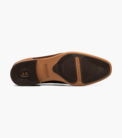Men's Brown Cognac Suede Moc Toe Gold Bit Slip On Stacy Adams Loafer 25711-240