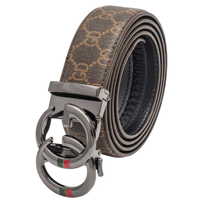 Men's Brown Luxury Printed Belt Genuine Leather CHB-184 CAMEL - DESIGN MENSWEAR