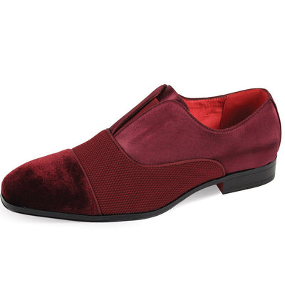 Men's Burgundy Velvet and knitted Loafer Tuxedo and Prom Dress Shoes