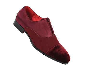 Men's Burgundy Velvet and knitted Loafer Tuxedo and Prom Dress Shoes