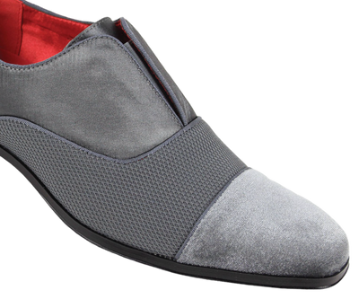 Grey Velvet knitted Men's Loafer Tuxedo and Prom Dress Shoes