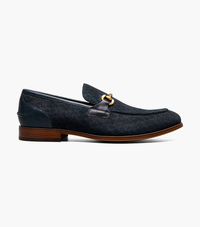 Men's Navy Suede Moc Toe Gold Bit Slip On Stacy Adams Loafer 25711-410
