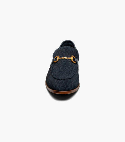 Men's Navy Suede Moc Toe Gold Bit Slip On Stacy Adams Loafer 25711-410