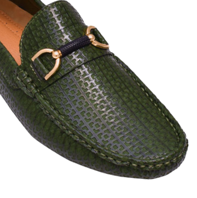 Men's Olive Green Summer Loafer Gold Buckle Style MOC-161 By Royal Shoes USA - DESIGN MENSWEAR