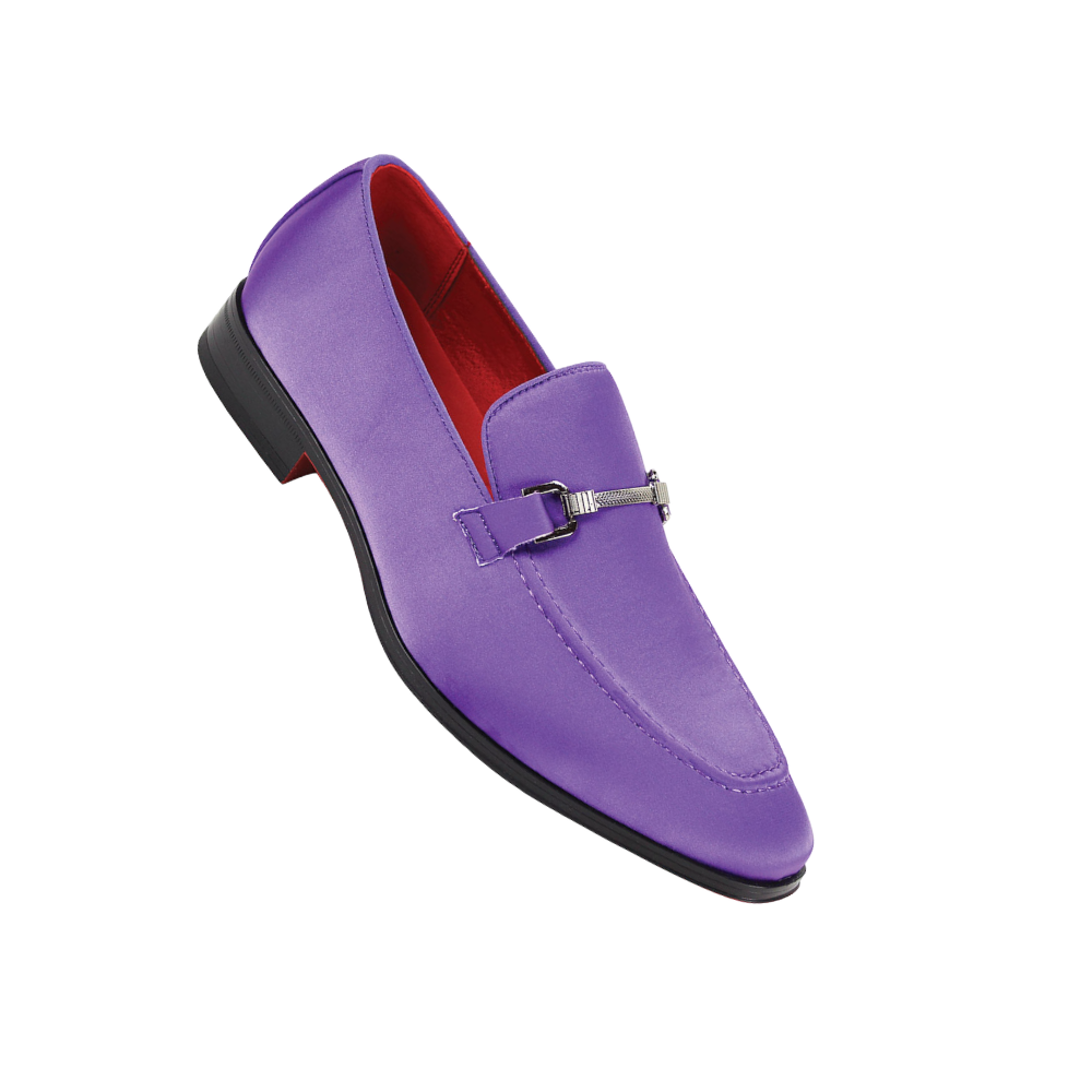 AFTER MIDNIGHT Men's Purple Satin Slip-On Loafers Dress Shoes 9.5 Formal Wedding Evening Tuxedo Elegant