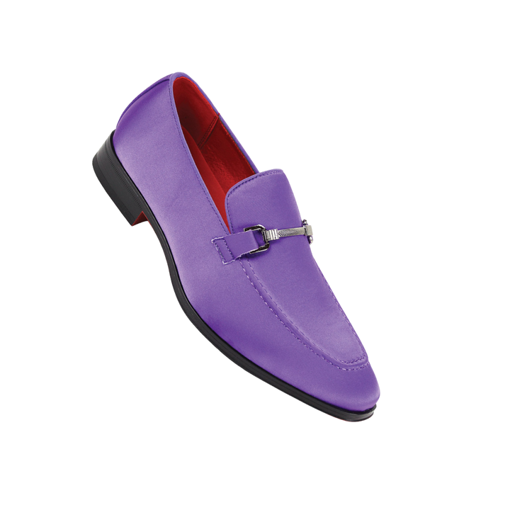 Men's Purple Elegant Formal Satin Slip-On Loafer Dress Shoes Sliver Bu   DESIGN MENSWEAR