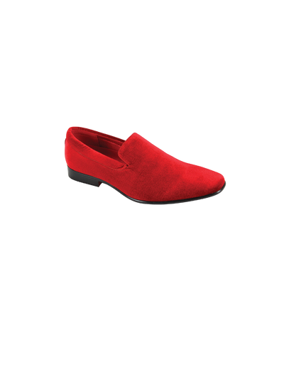 Men's Solid Red Velvet Slip-On Loafer Shoes Luxury Design Style No: 7011