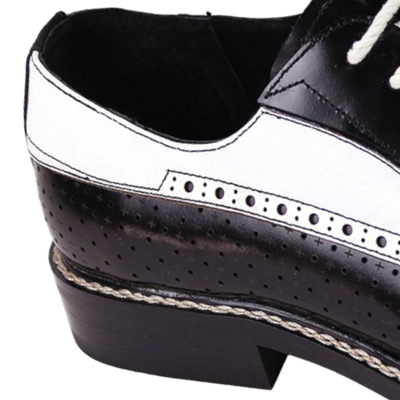 Men's Two-Tone Black and White Wingtip Genuine Leather Dress Shoes